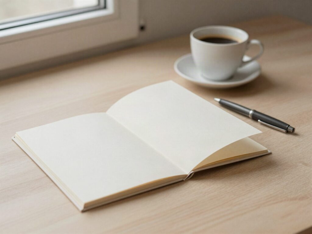 Geopende map met documenten en een kop koffie op een bureau